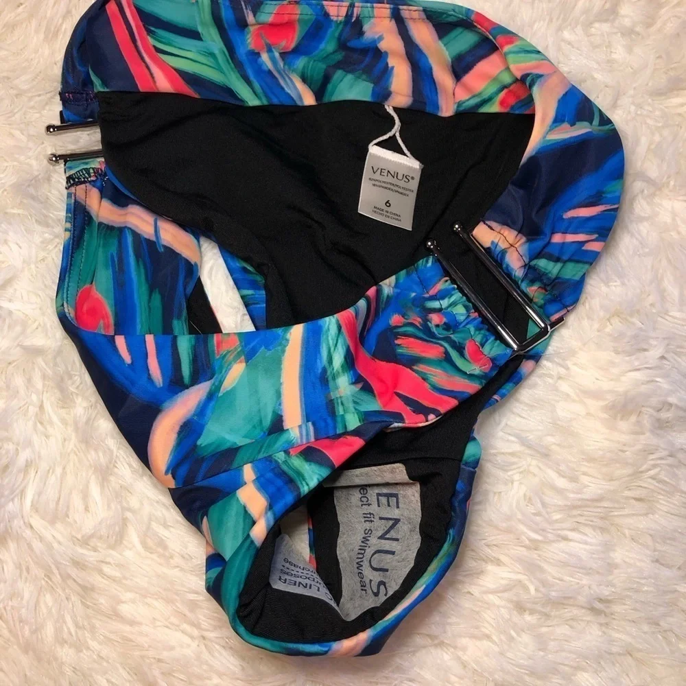 VENUS Blue Black and Green Bikini Bottom bottoms size 6 NWOT